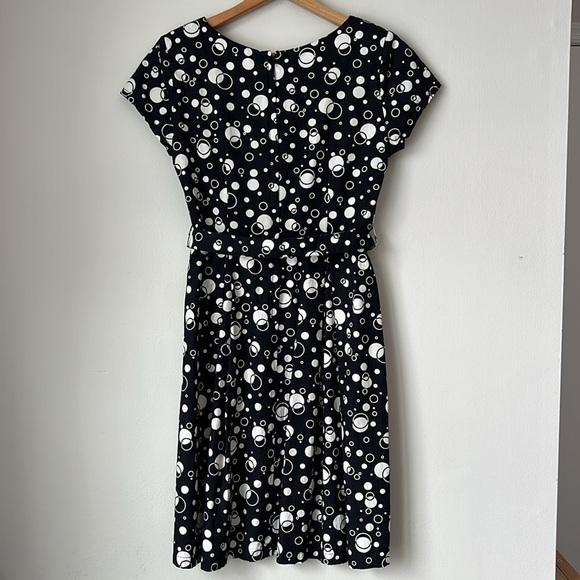 Handmade Vintage Fit and Flare Dress Black and White Circles 4 - Picture 5 of 10